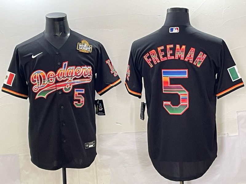 Men 2025 Los Angeles Dodgers #5 Freeman Black Nike MLB Jersey style 006